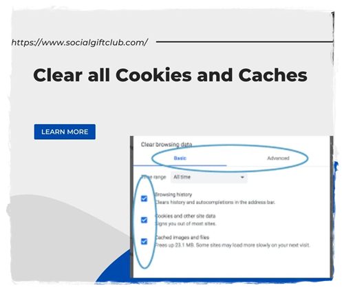 Clear all Cookies and Caches